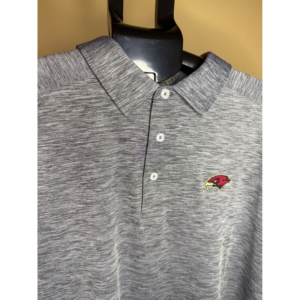 Mens Gray Space Dye Heather Polo Shirt Cardinal Mascot Logo Golf Top 3x
